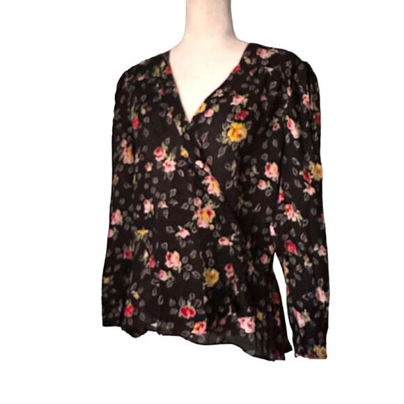 Veronica Beard Silk Floral Kiona Blouse Size 14 Vneck Peplum - Picture 3 of 8